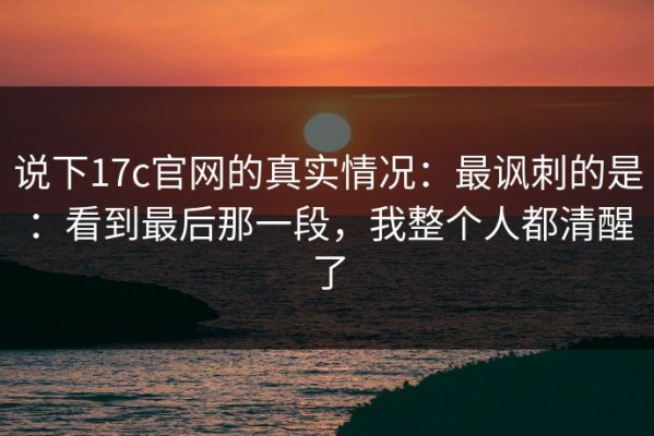 说下17c官网的真实情况：最讽刺的是：看到最后那一段，我整个人都清醒了