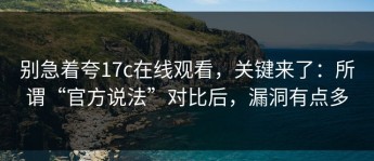 别急着夸17c在线观看，关键来了：所谓“官方说法”对比后，漏洞有点多