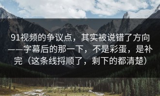 91视频的争议点，其实被说错了方向——字幕后的那一下，不是彩蛋，是补完（这条线捋顺了，剩下的都清楚）