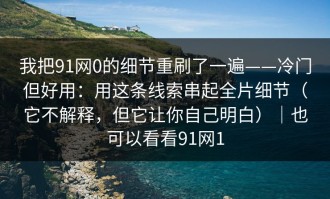 我把91网0的细节重刷了一遍——冷门但好用：用这条线索串起全片细节（它不解释，但它让你自己明白）｜也可以看看91网1
