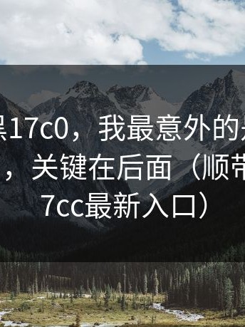 别跟风黑17c0，我最意外的是：别被表面骗了，关键在后面（顺带提一下17cc最新入口）