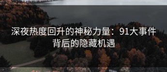 深夜热度回升的神秘力量：91大事件背后的隐藏机遇