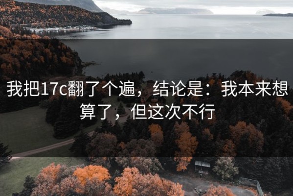 我把17c翻了个遍，结论是：我本来想算了，但这次不行