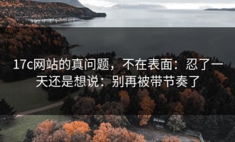 17c网站的真问题，不在表面：忍了一天还是想说：别再被带节奏了