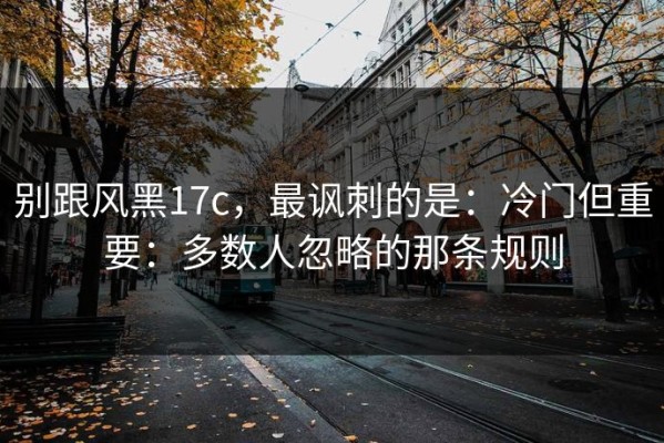 别跟风黑17c，最讽刺的是：冷门但重要：多数人忽略的那条规则