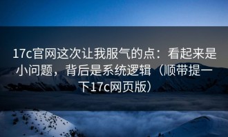 17c官网这次让我服气的点：看起来是小问题，背后是系统逻辑（顺带提一下17c网页版）
