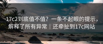 17c2到底值不值？一条不起眼的提示，解释了所有异常｜还牵扯到17c网站