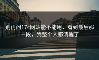 别再问17c网站能不能用，看到最后那一段，我整个人都清醒了