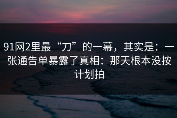 91网2里最“刀”的一幕，其实是：一张通告单暴露了真相：那天根本没按计划拍