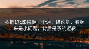 我把17c影院翻了个遍，结论是：看起来是小问题，背后是系统逻辑
