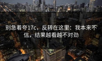 别急着夸17c，反转在这里：我本来不信，结果越看越不对劲
