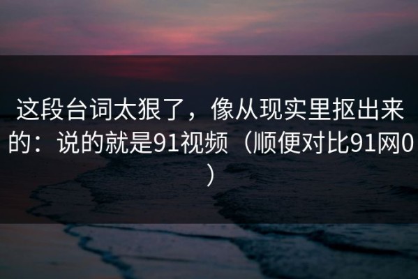 这段台词太狠了，像从现实里抠出来的：说的就是91视频（顺便对比91网0）