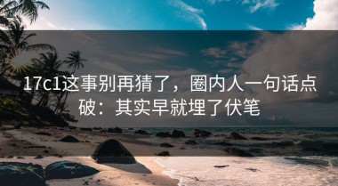 17c1这事别再猜了，圈内人一句话点破：其实早就埋了伏笔