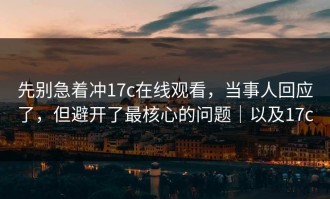 先别急着冲17c在线观看，当事人回应了，但避开了最核心的问题｜以及17c