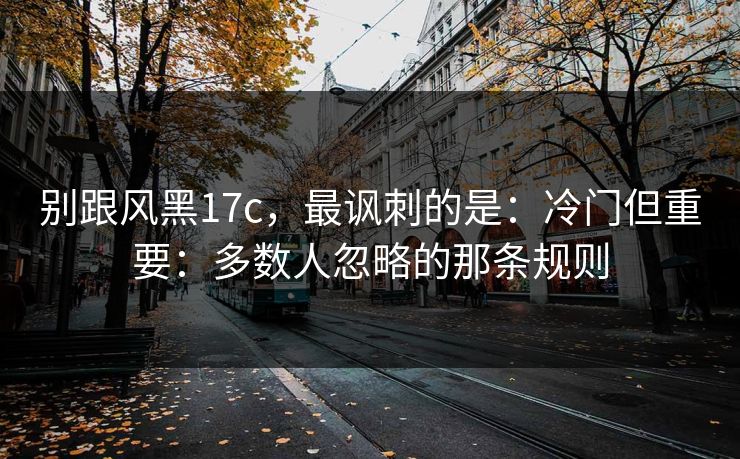 别跟风黑17c，最讽刺的是：冷门但重要：多数人忽略的那条规则