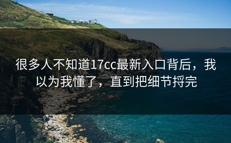很多人不知道17cc最新入口背后，我以为我懂了，直到把细节捋完