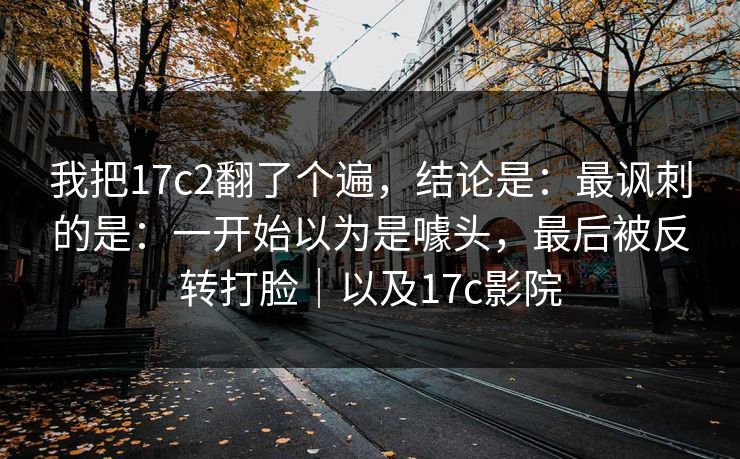 我把17c2翻了个遍，结论是：最讽刺的是：一开始以为是噱头，最后被反转打脸｜以及17c影院